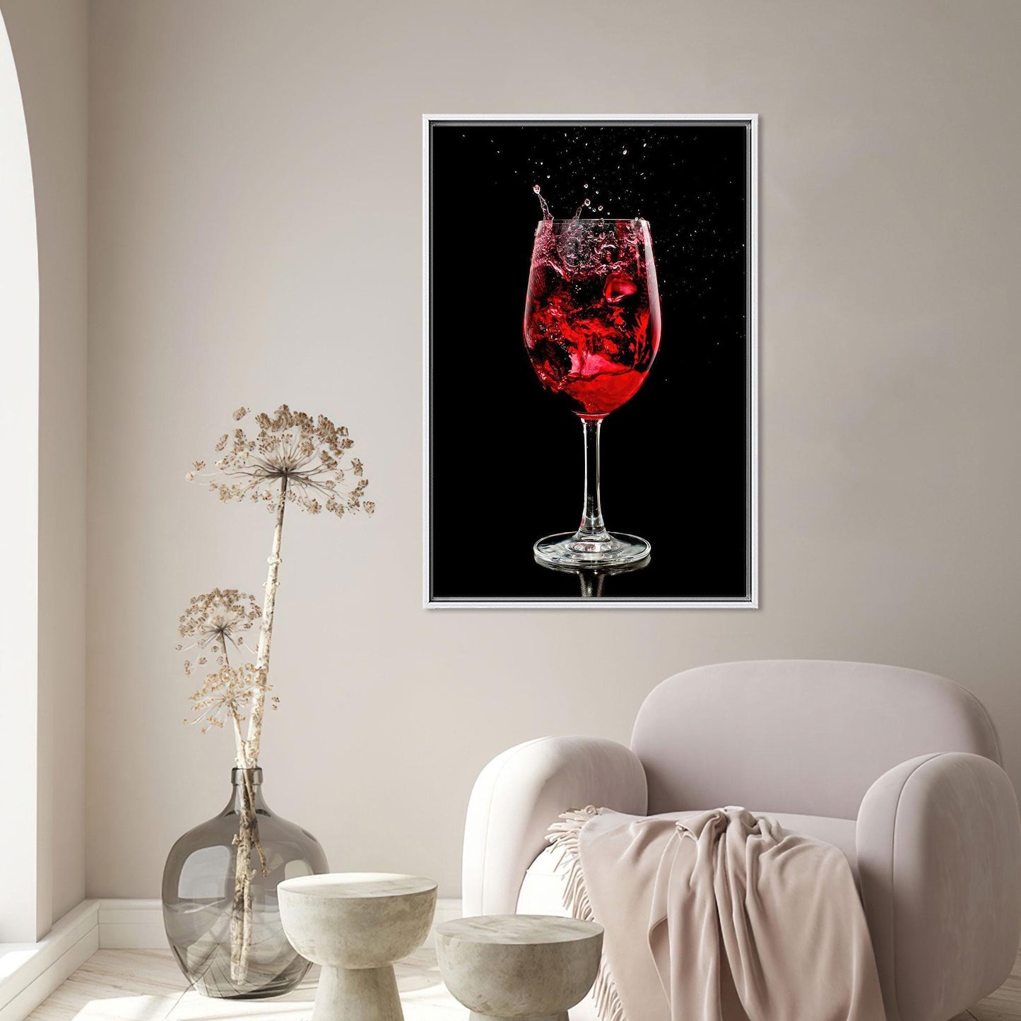 Black and Red Wine Splash Canvas Print