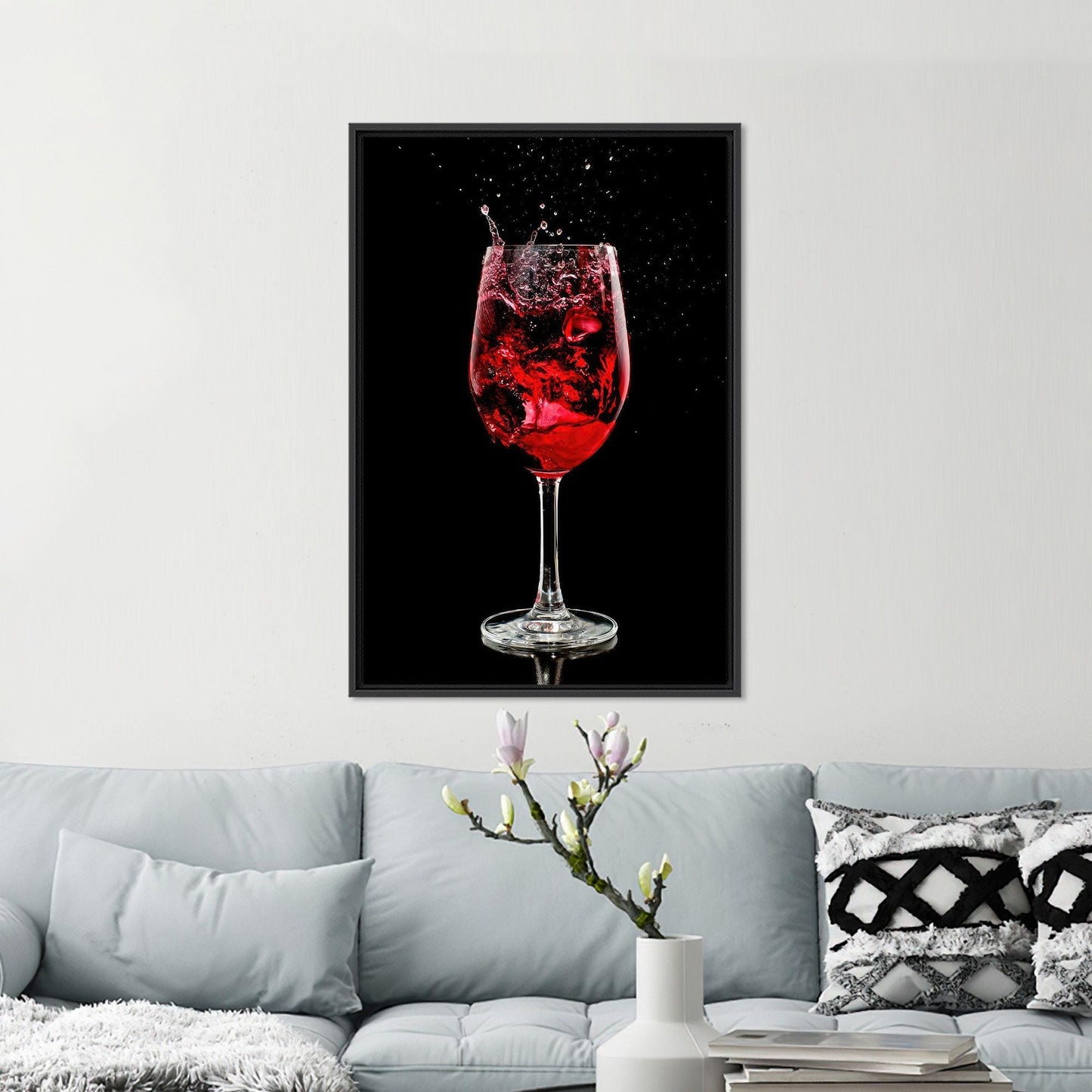 Black and Red Wine Splash Canvas Print