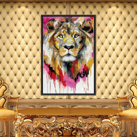 Lion Painting Print Canvas, Abstract Animal Canvas Art for Bedroom Decor, King Canvas Wall Art