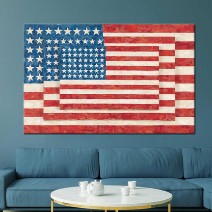 Modern 3D Flag Canvas Print, Personalized Wall Decor with Three Flags, Grandma Gift