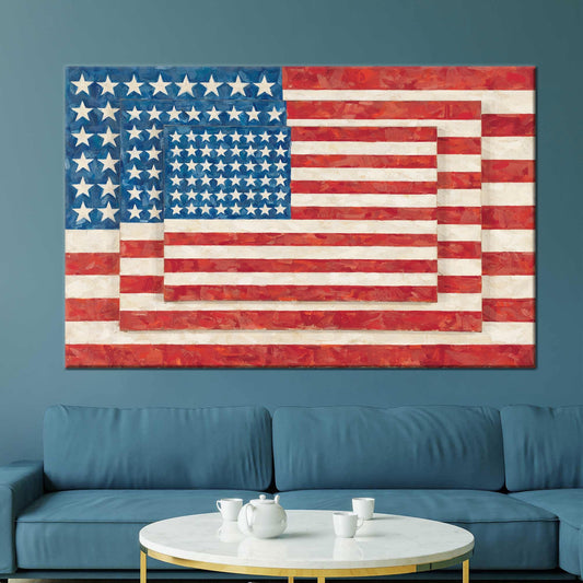 Modern 3D Flag Canvas Print, Personalized Wall Decor with Three Flags, Grandma Gift