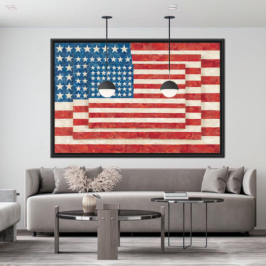 Modern 3D Flag Canvas Print, Personalized Wall Decor with Three Flags, Grandma Gift