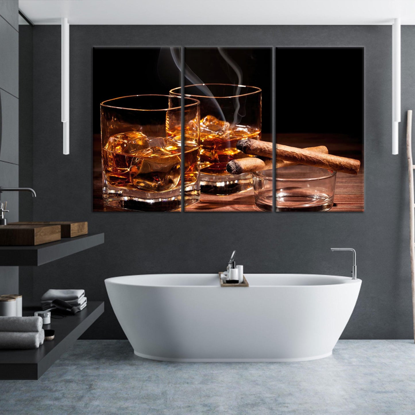 Whiskey 3D Bar and Man Canvas Print