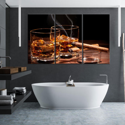 Whiskey 3D Bar and Man Canvas Print