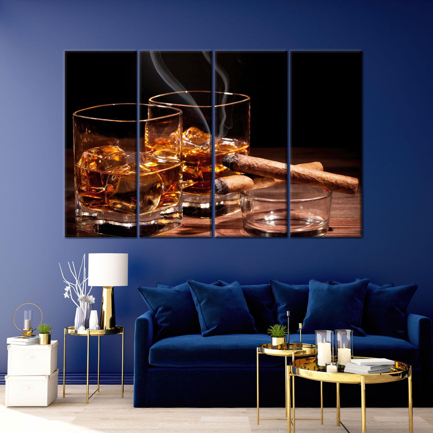Whiskey 3D Bar and Man Canvas Print