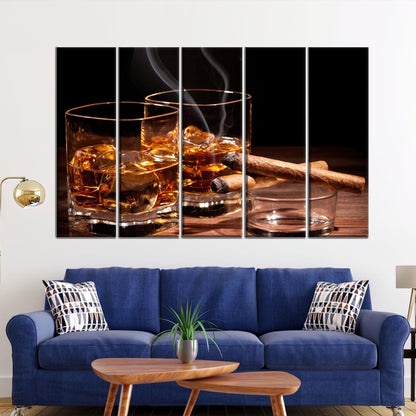 Whiskey 3D Bar and Man Canvas Print
