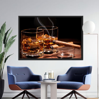 Whiskey 3D Bar and Man Canvas Print