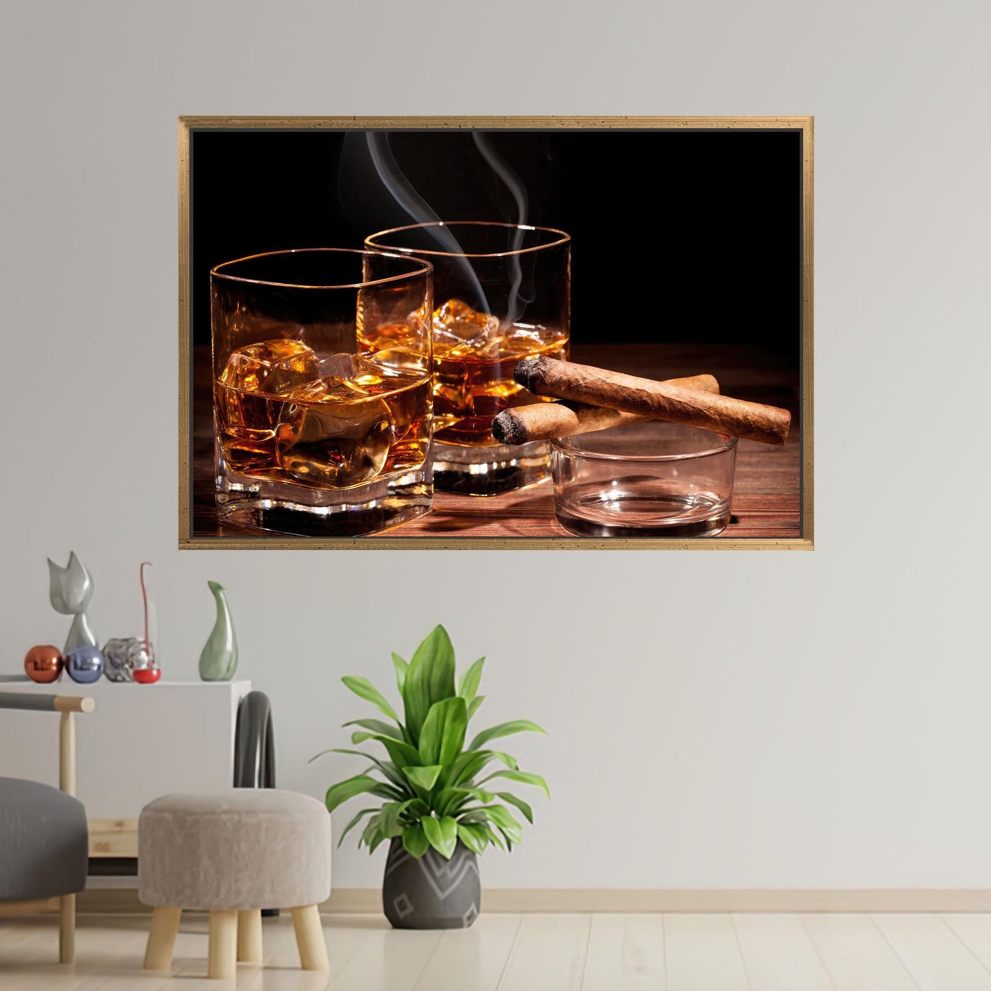 Whiskey 3D Bar and Man Canvas Print