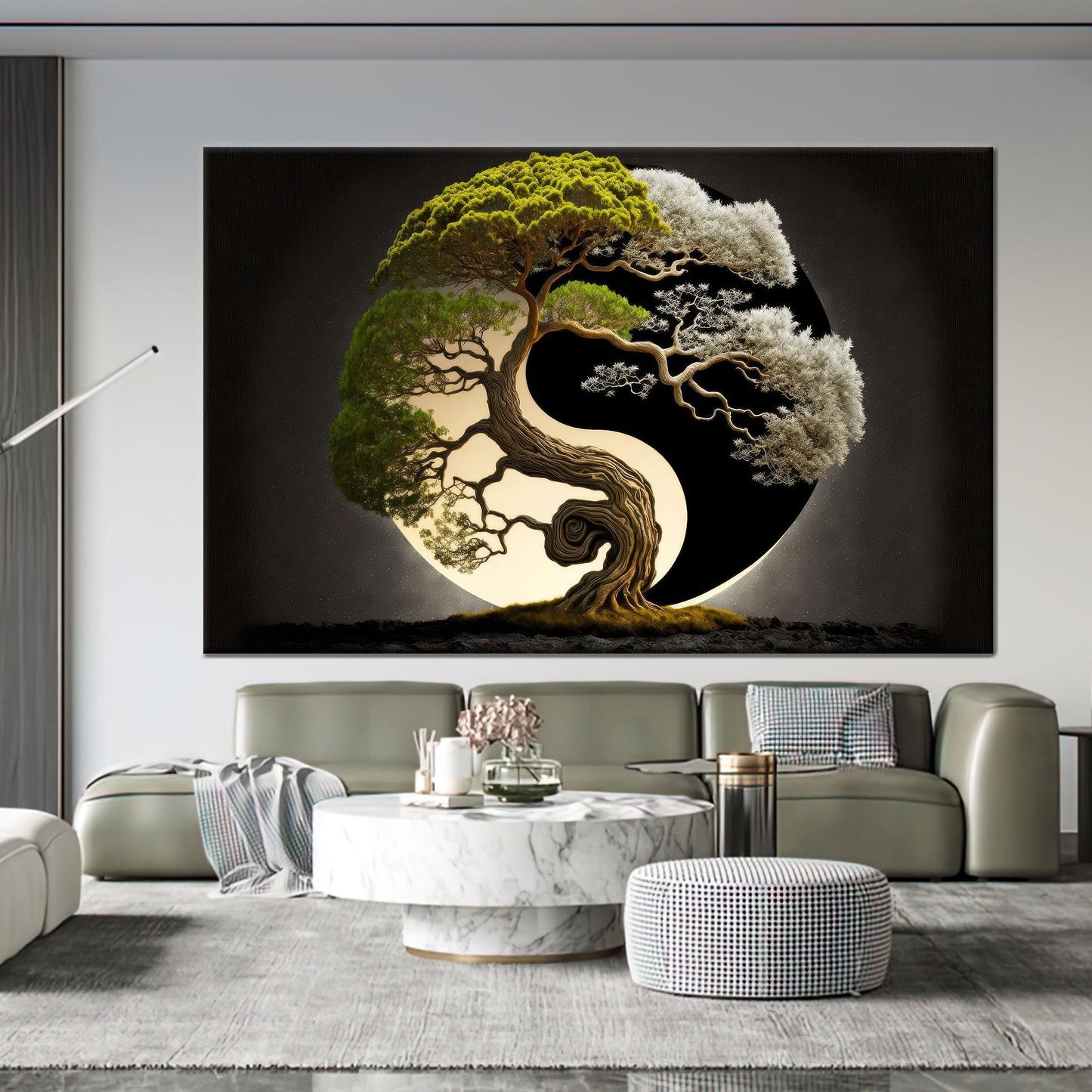Yin Yang Tree Japanese Valentine's Canvas Print
