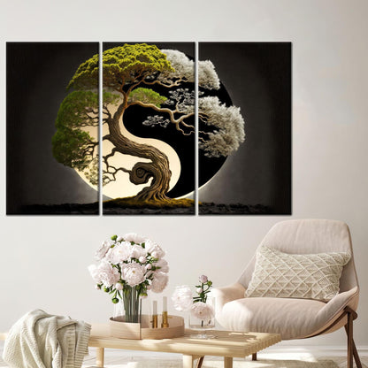Yin Yang Tree Japanese Valentine's Canvas Print
