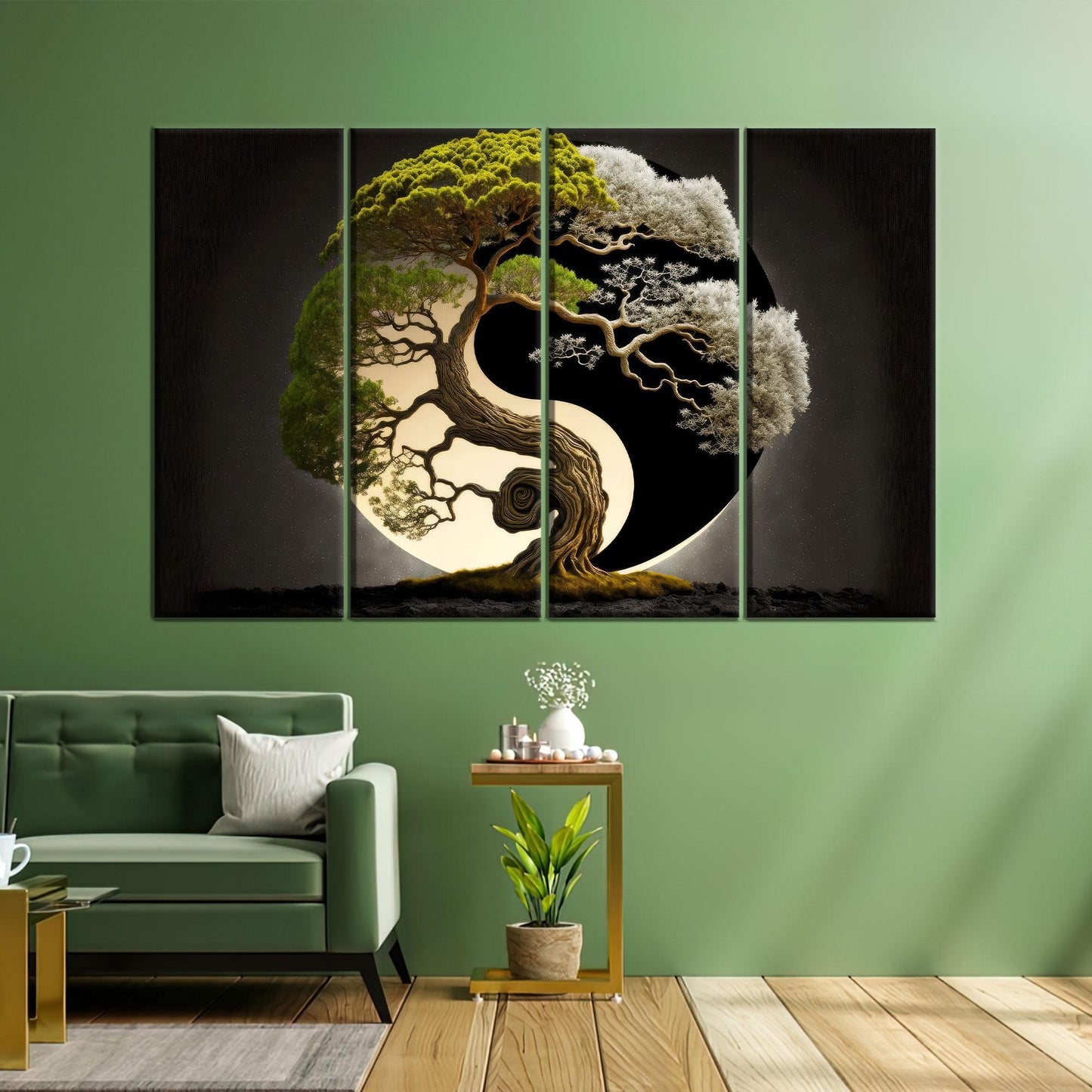 Yin Yang Tree Japanese Valentine's Canvas Print