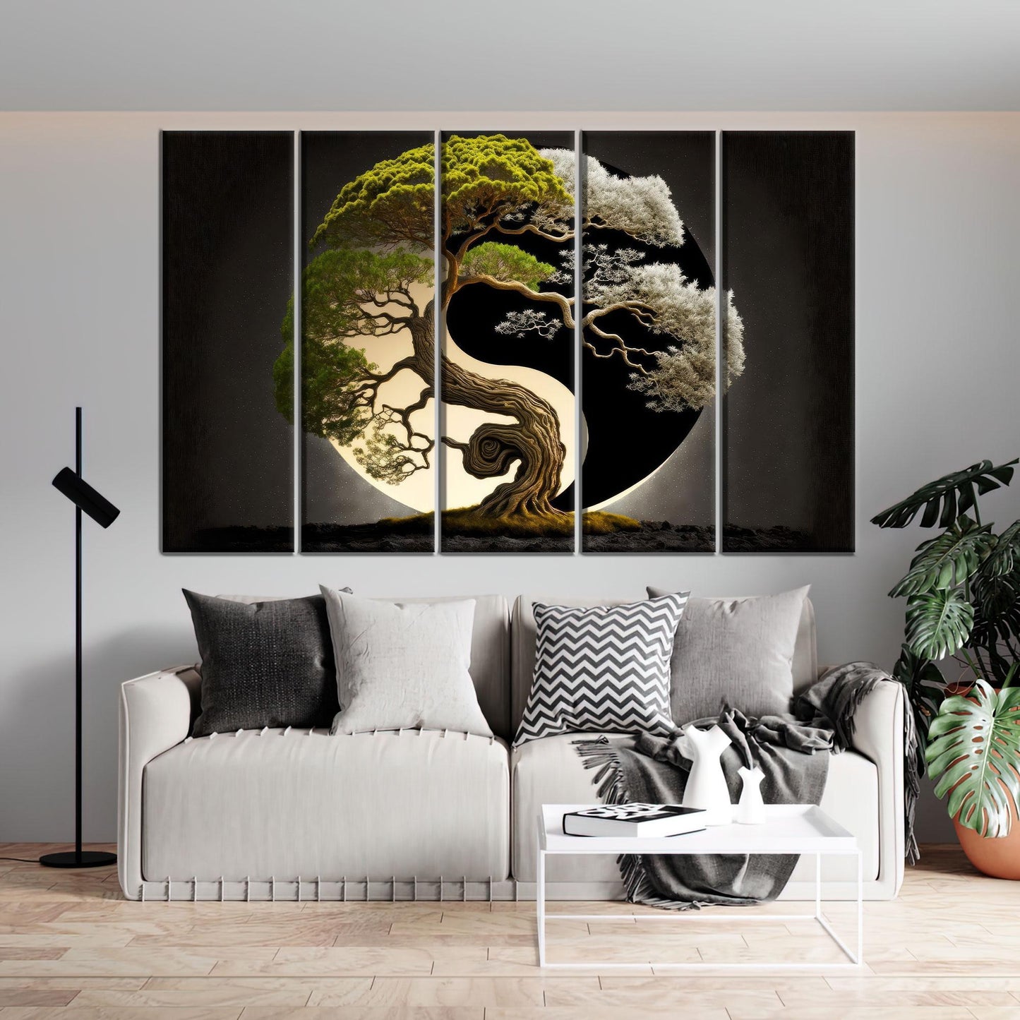 Yin Yang Tree Japanese Valentine's Canvas Print
