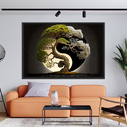 Yin Yang Tree Japanese Valentine's Canvas Print