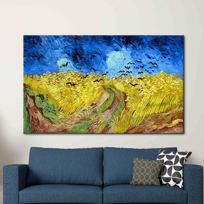 Wheatfield with Crows, Field Landscape Canvas, Reproduction Poster, Oil Painting Print, Famous Art Canvas, Van Gogh Poster