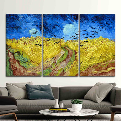 Wheatfield with Crows, Field Landscape Canvas, Reproduction Poster, Oil Painting Print, Famous Art Canvas, Van Gogh Poster