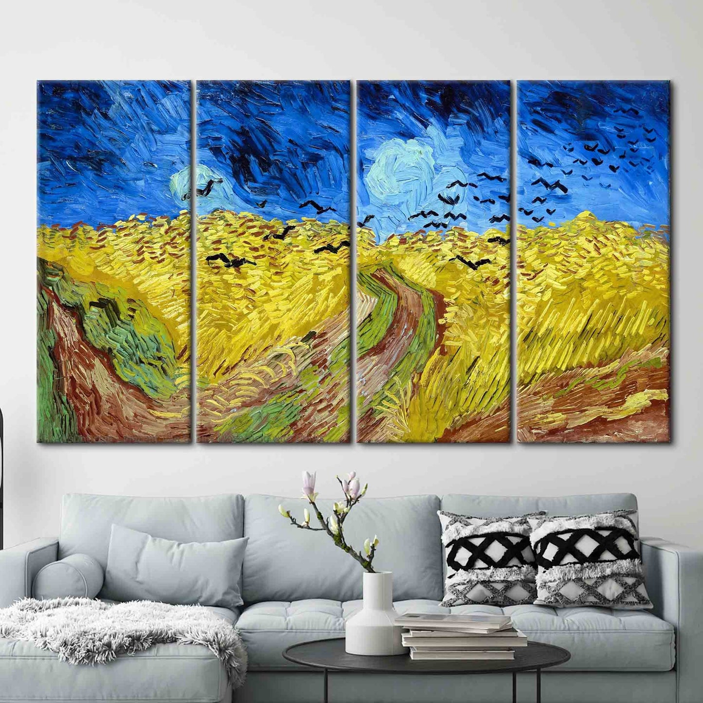 Wheatfield with Crows, Field Landscape Canvas, Reproduction Poster, Oil Painting Print, Famous Art Canvas, Van Gogh Poster