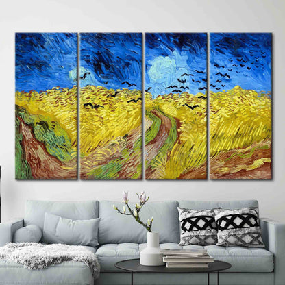 Wheatfield with Crows, Field Landscape Canvas, Reproduction Poster, Oil Painting Print, Famous Art Canvas, Van Gogh Poster