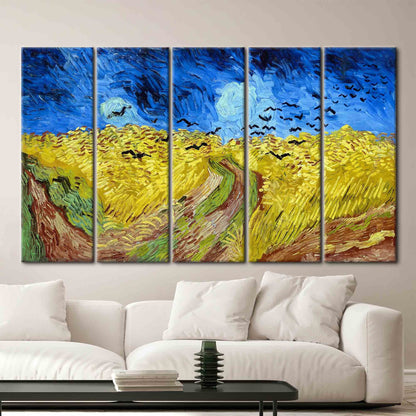 Wheatfield with Crows, Field Landscape Canvas, Reproduction Poster, Oil Painting Print, Famous Art Canvas, Van Gogh Poster