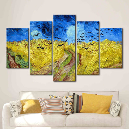 Wheatfield with Crows, Field Landscape Canvas, Reproduction Poster, Oil Painting Print, Famous Art Canvas, Van Gogh Poster