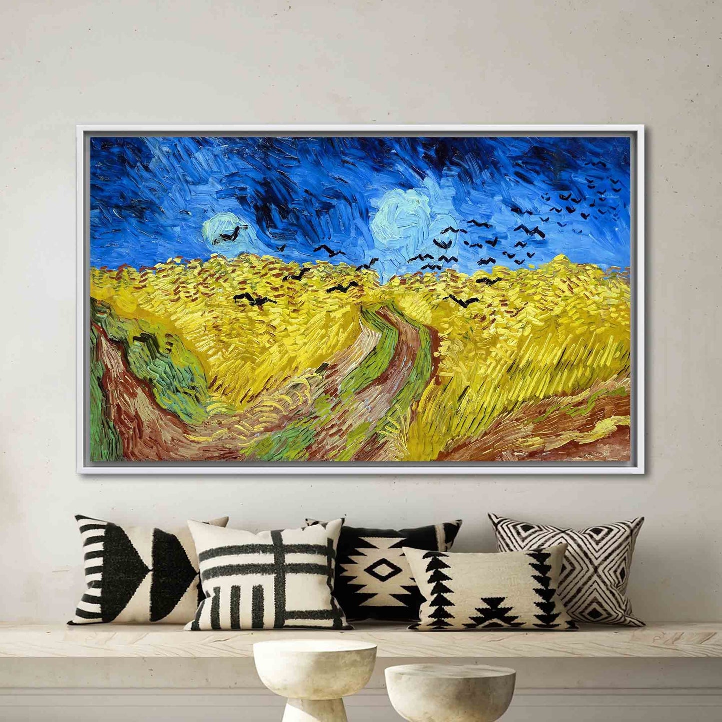 Wheatfield with Crows, Field Landscape Canvas, Reproduction Poster, Oil Painting Print, Famous Art Canvas, Van Gogh Poster