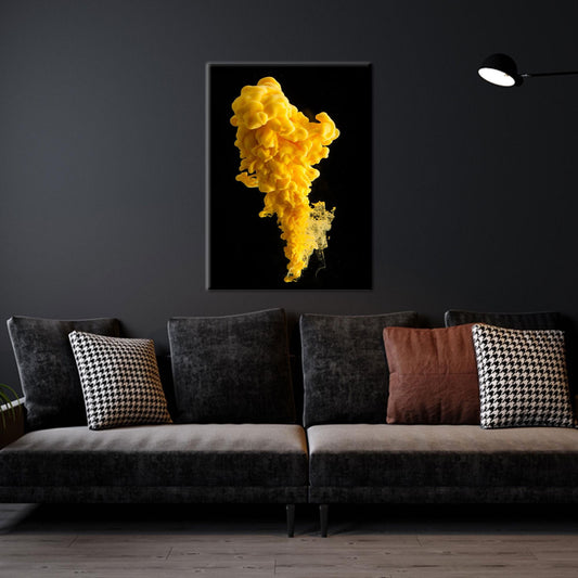 Modern Yellow Wall Hanging Canvas, Abstract 3D Canvas Print for Home Decor