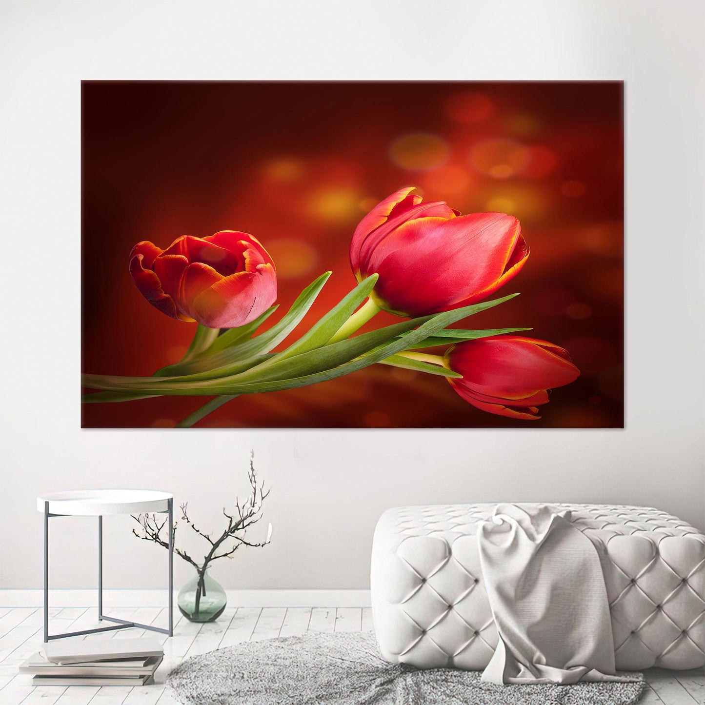 Red Pink Floral Surreal by Canvas Print