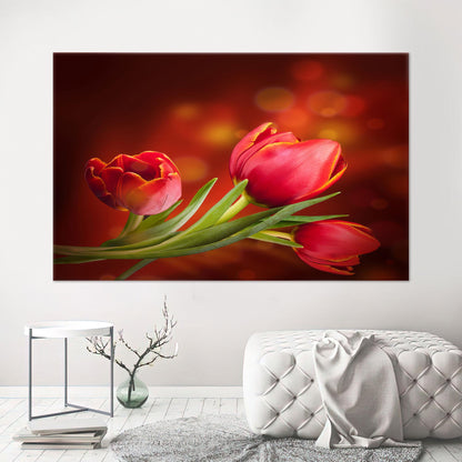 Red Pink Floral Surreal by Canvas Print