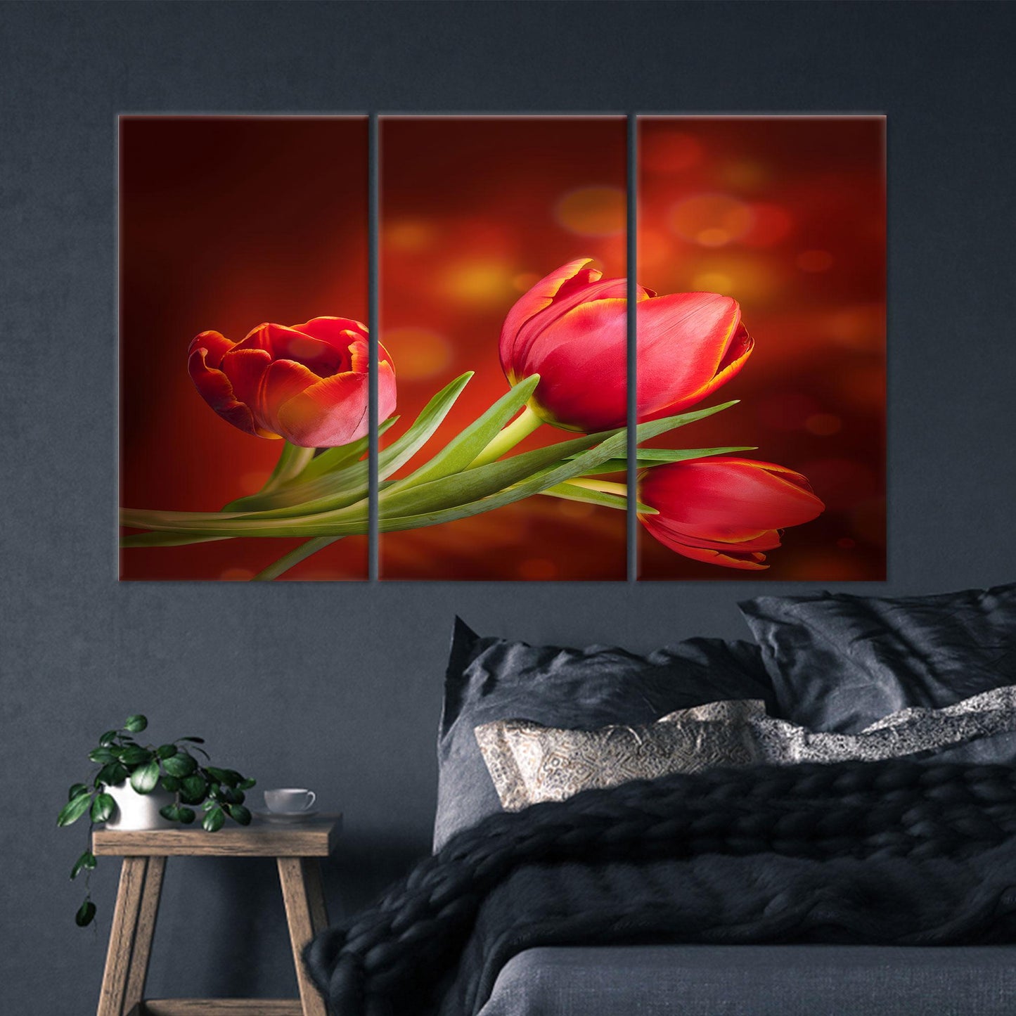 Red Pink Floral Surreal by Canvas Print