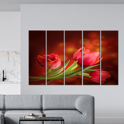 Red Pink Floral Surreal by Canvas Print