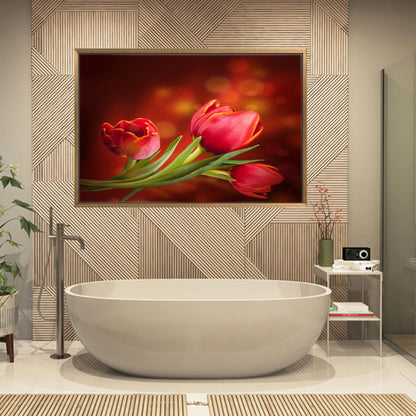 Red Pink Floral Surreal by Canvas Print