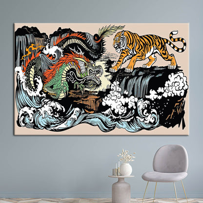 Japanese Tiger and Dragon Utagawa Canvas Print