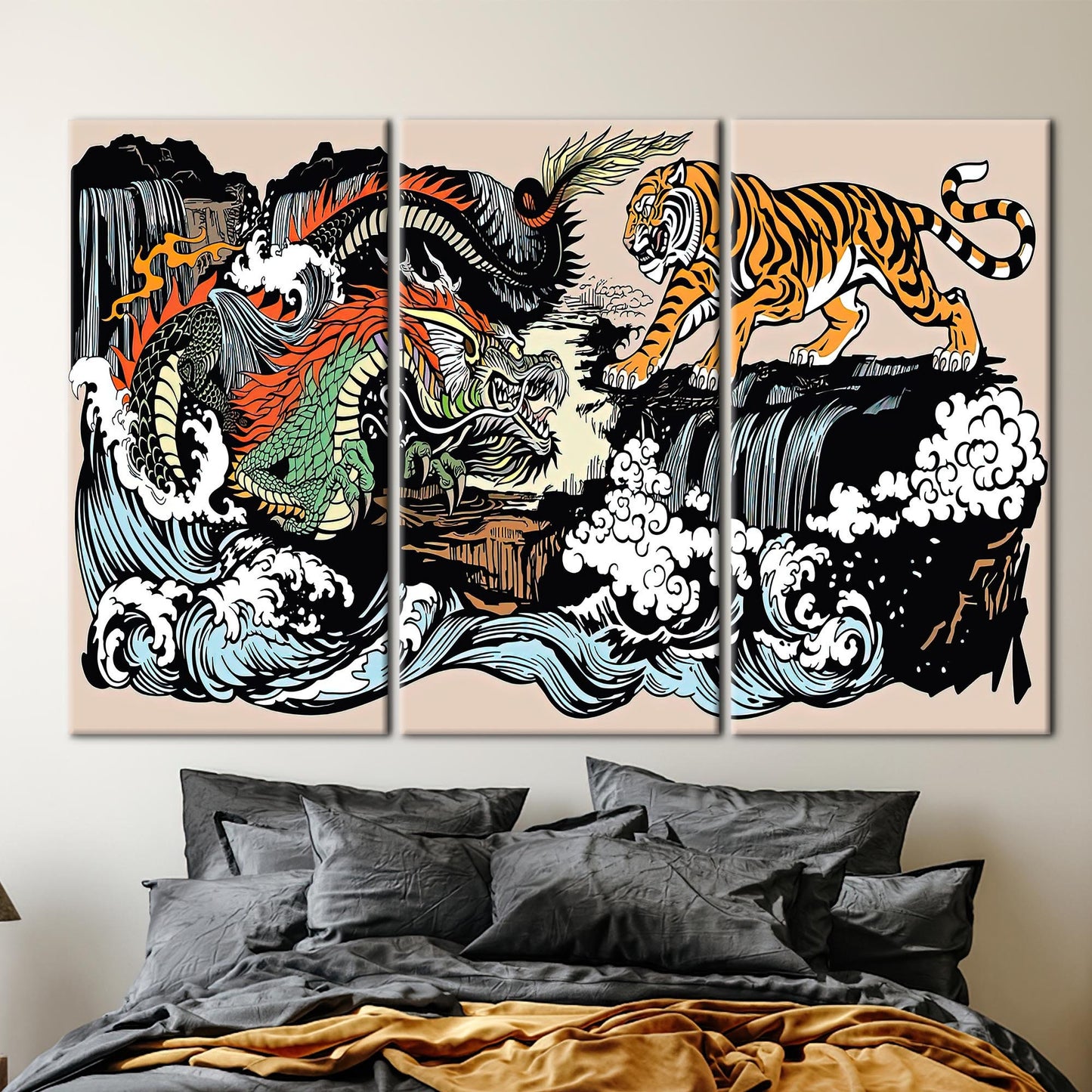 Japanese Tiger and Dragon Utagawa Canvas Print