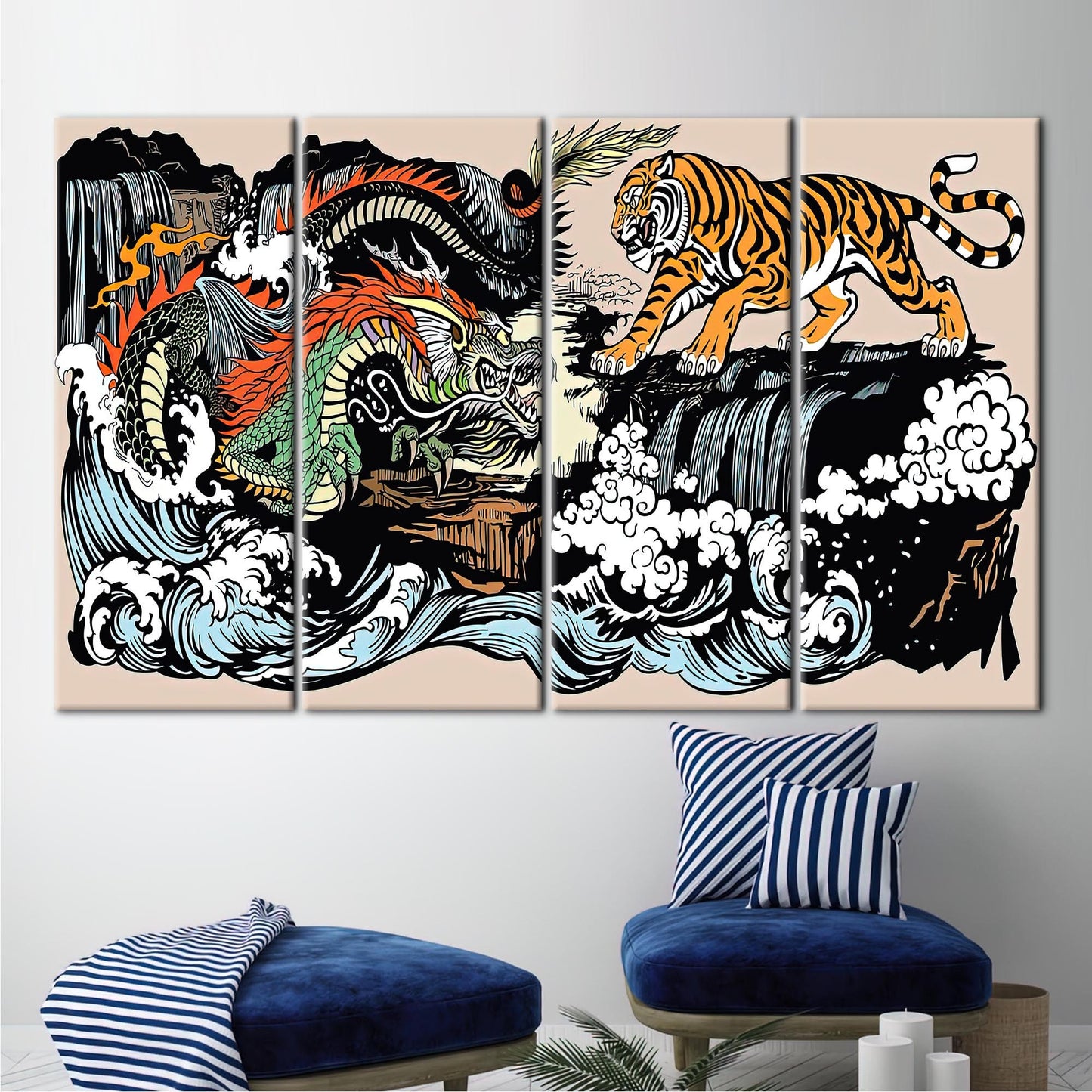 Japanese Tiger and Dragon Utagawa Canvas Print