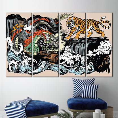 Japanese Tiger and Dragon Utagawa Canvas Print