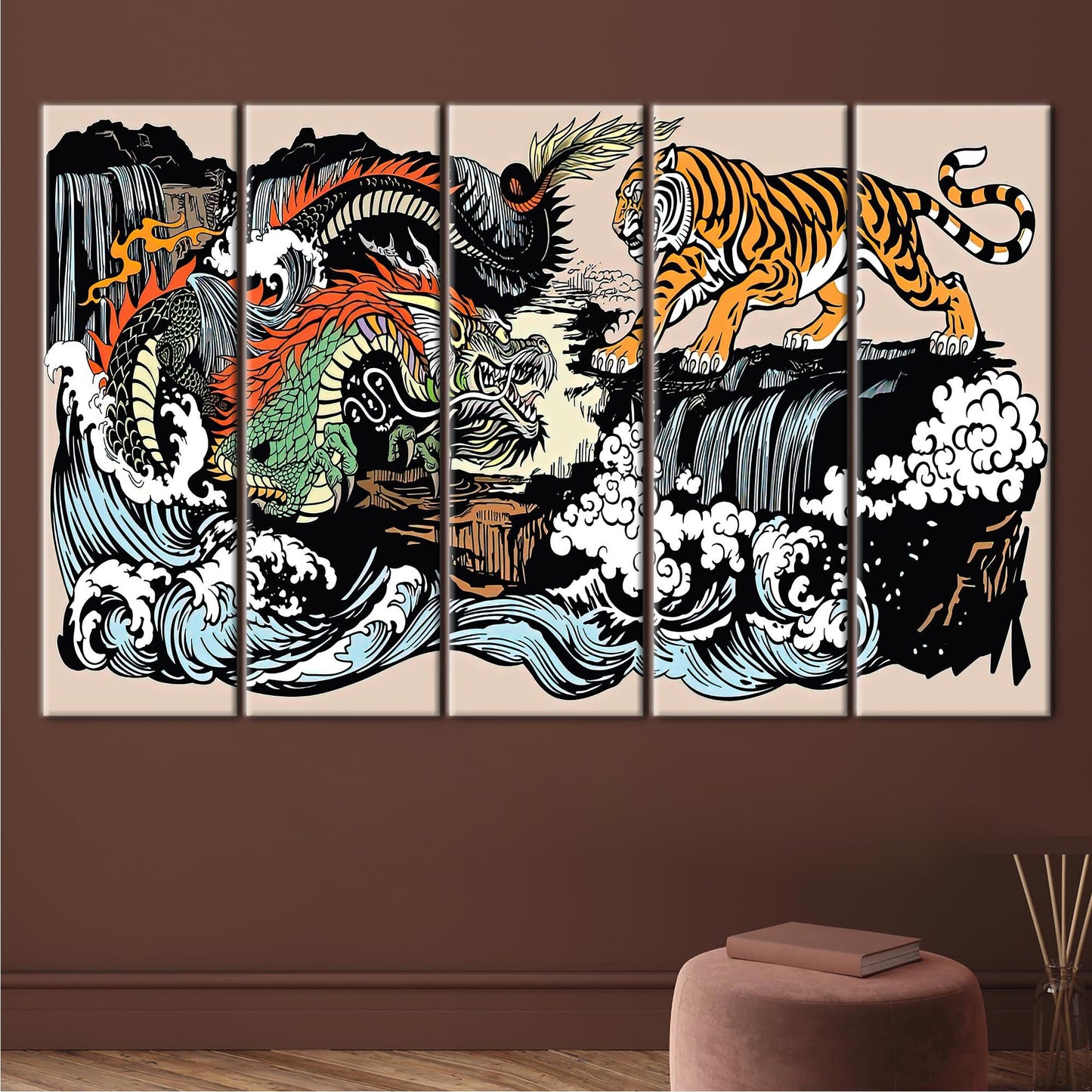 Japanese Tiger and Dragon Utagawa Canvas Print