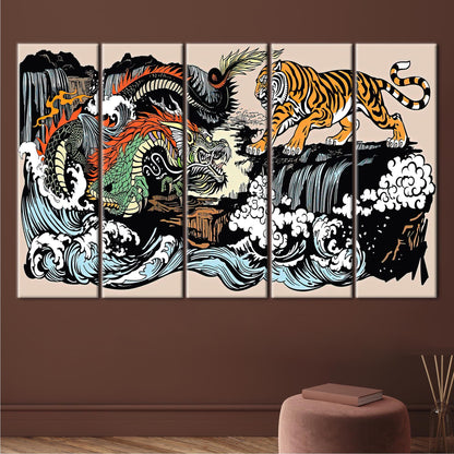 Japanese Tiger and Dragon Utagawa Canvas Print