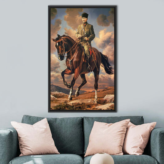 Mustafa Kemal Atatük Canvas Art - Turkish Art Canvas Print with Famous Atatürk Artwork