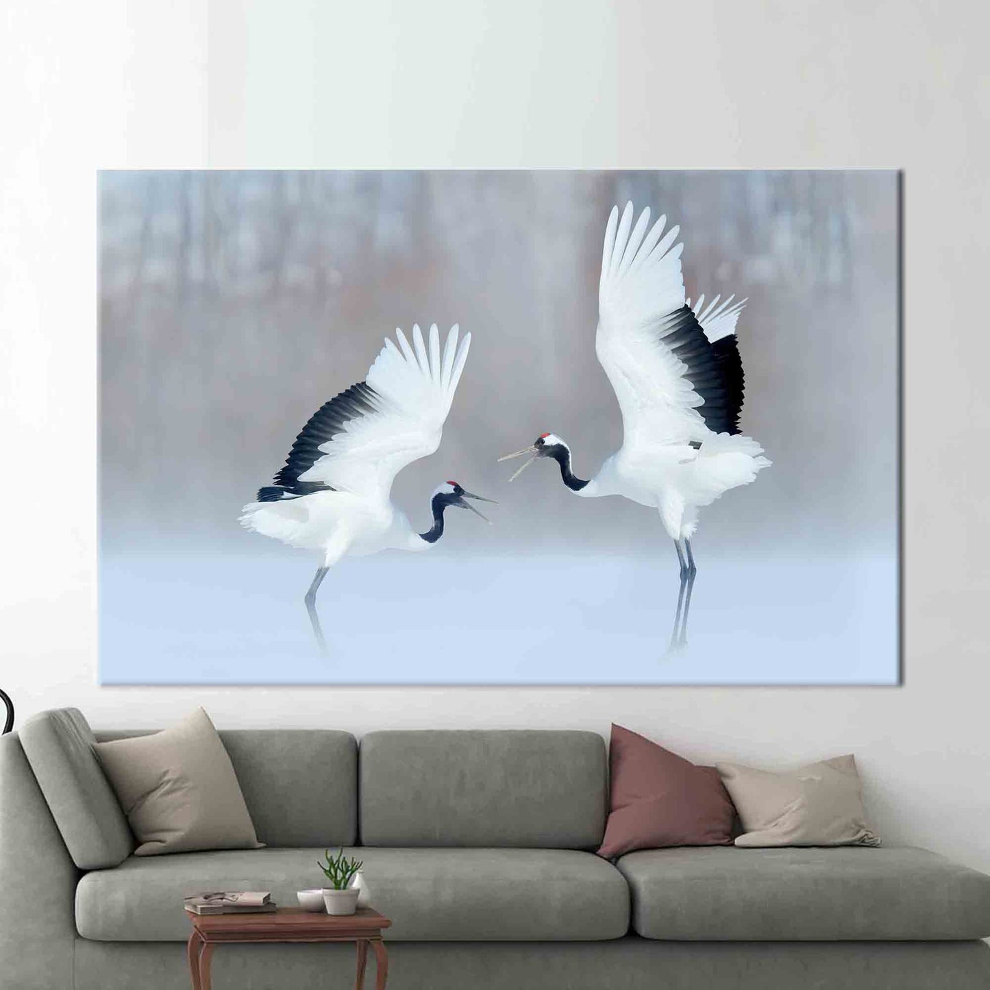 Dancing Cranes Wild Birds Canvas Print