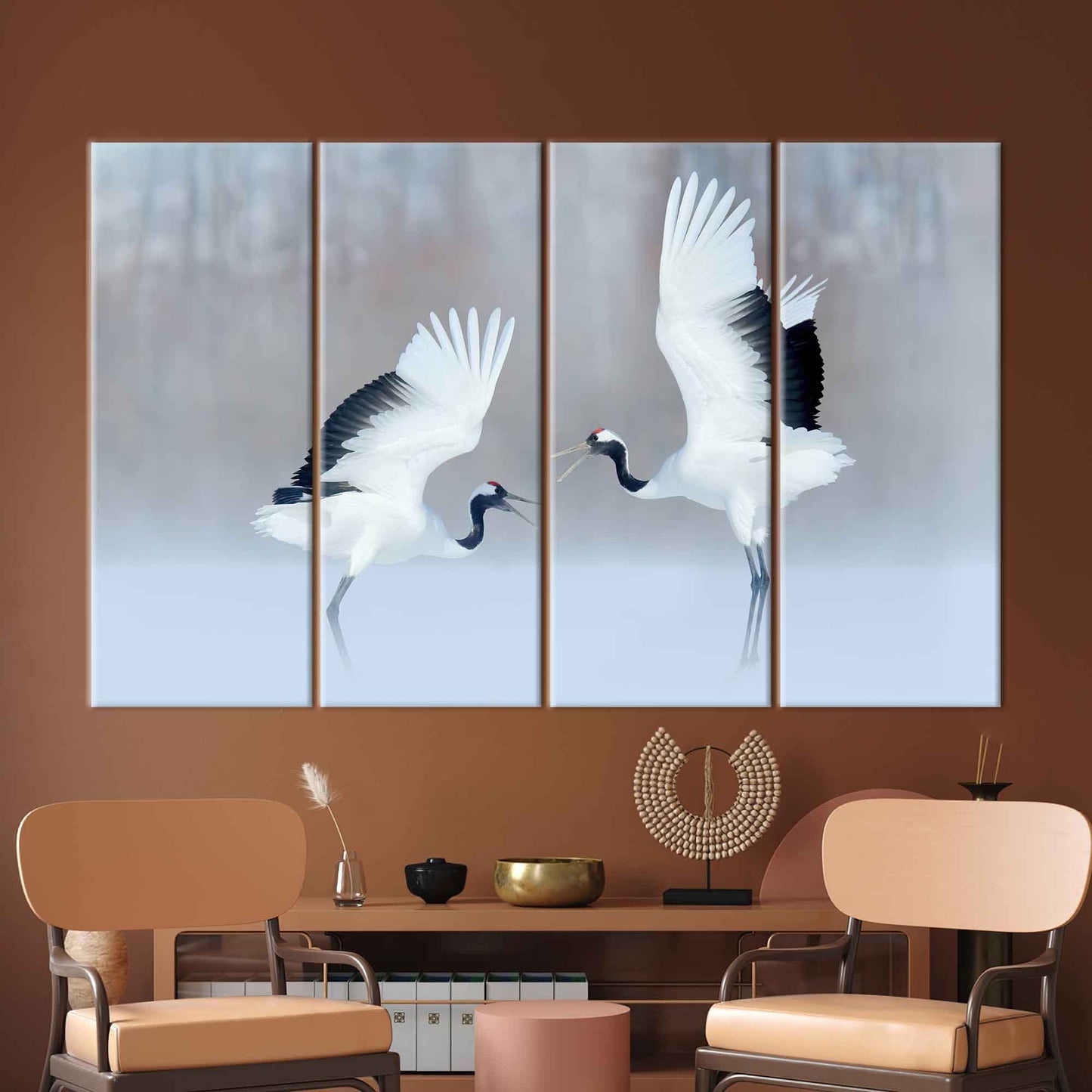 Dancing Cranes Wild Birds Canvas Print