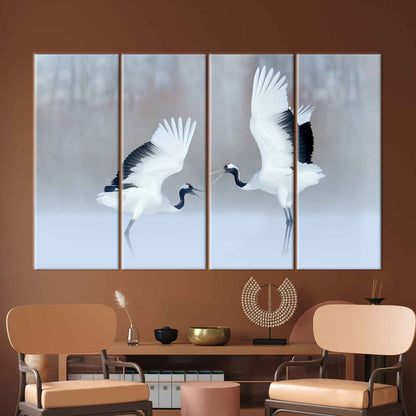 Dancing Cranes Wild Birds Canvas Print