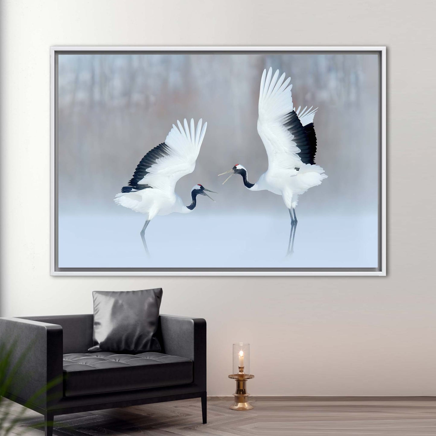 Dancing Cranes Wild Birds Canvas Print