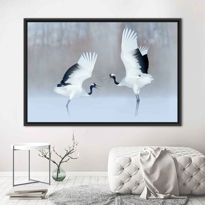 Dancing Cranes Wild Birds Canvas Print