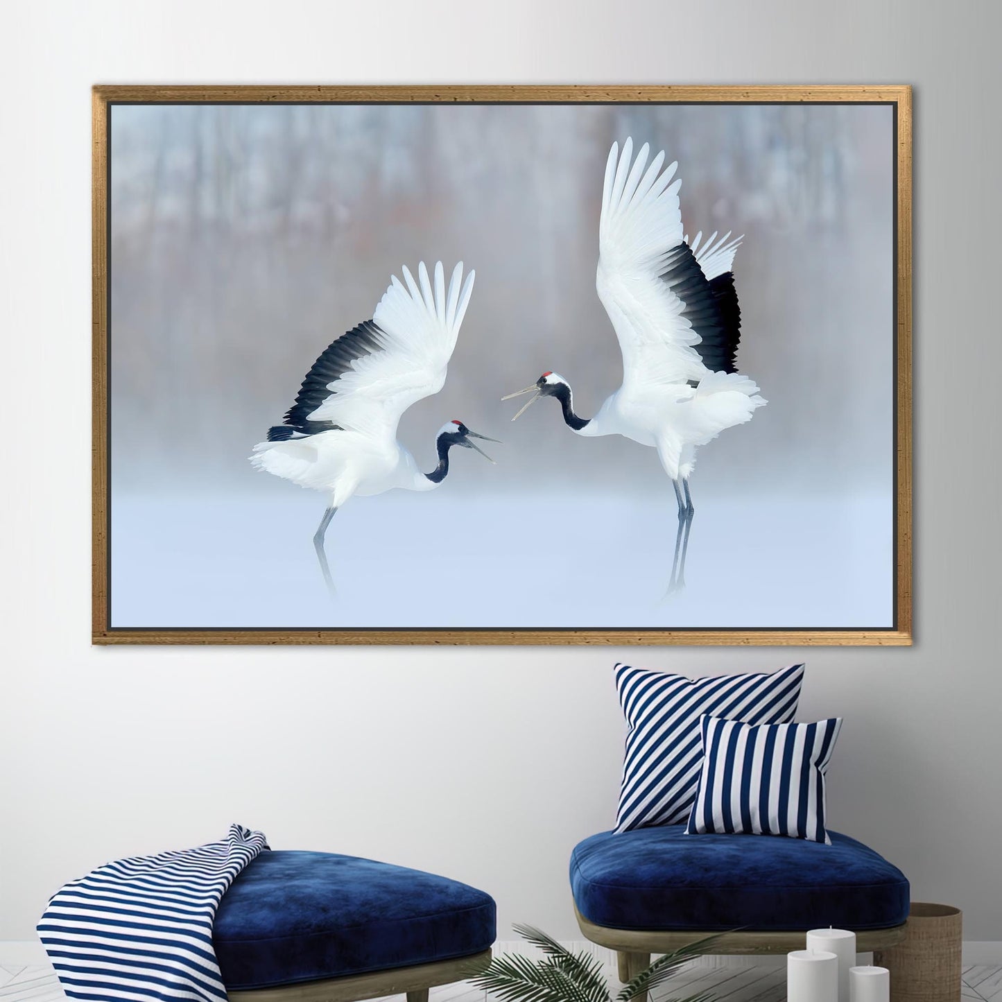 Dancing Cranes Wild Birds Canvas Print