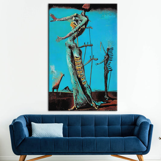 Vintage Salvador Dali The Burning Giraffe Canvas Print, Reproduction Artwork, Famous Wall Decor