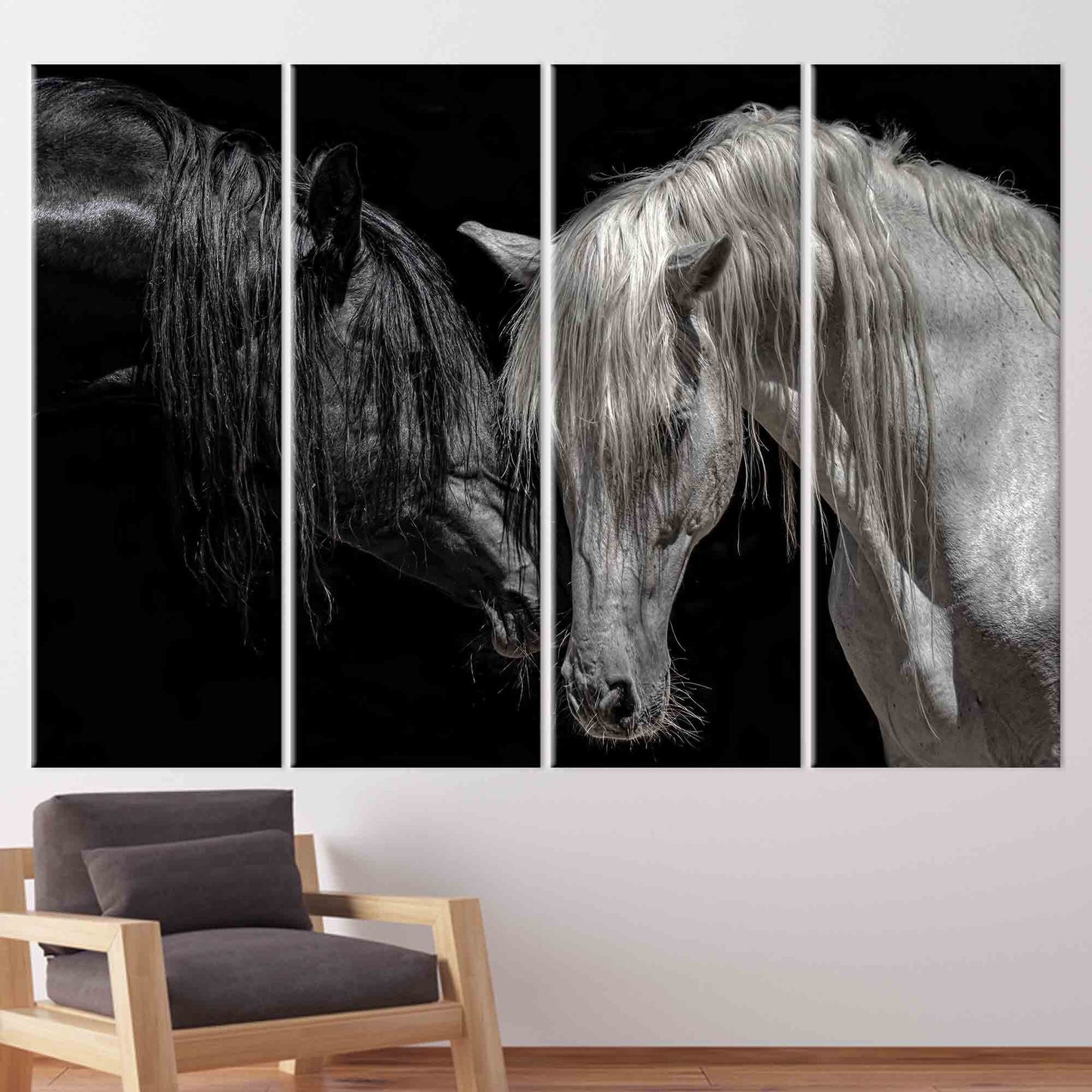 Black and White Horse Canvas Print