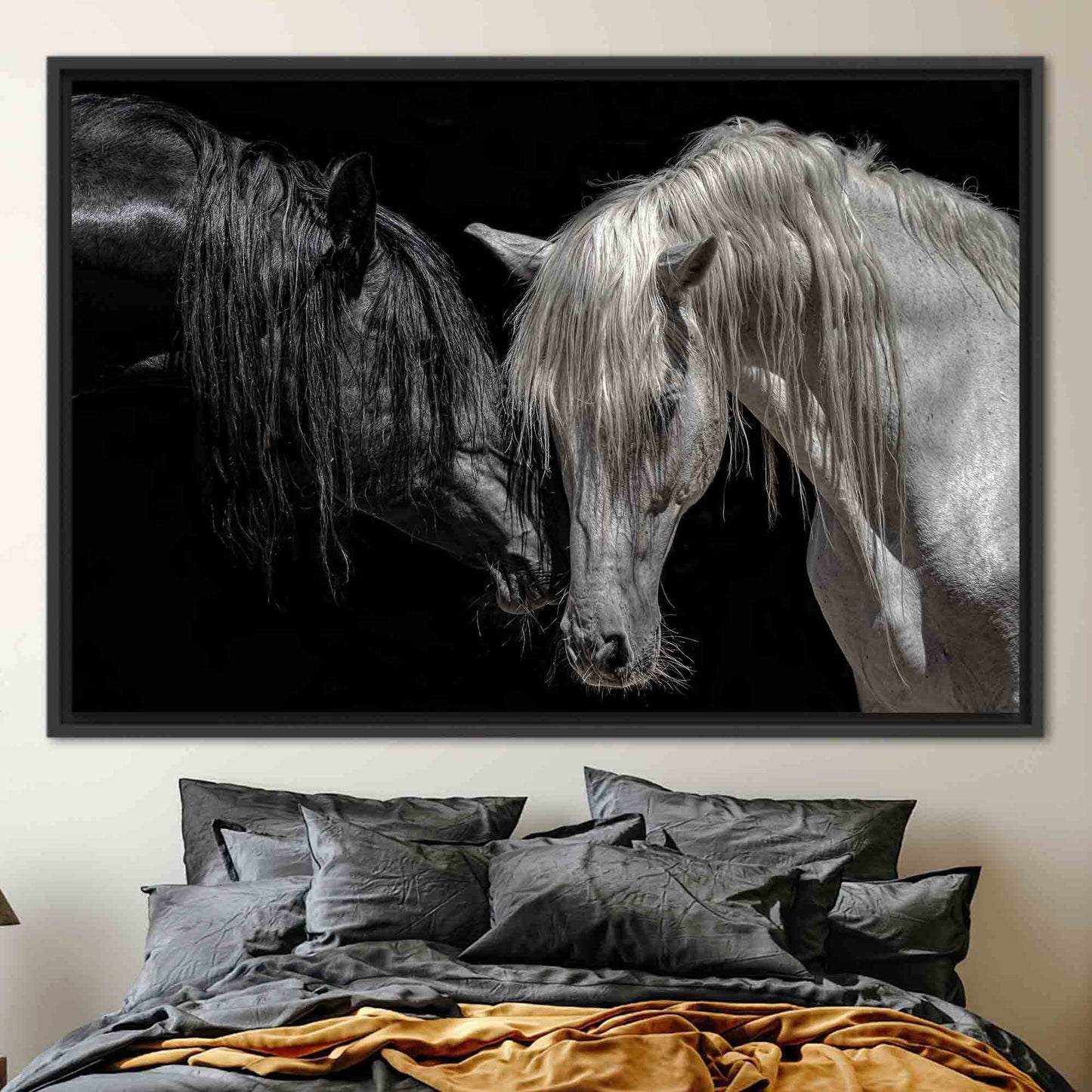 Black and White Horse Canvas Print