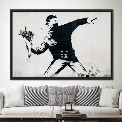 Banksy Flower Bomber Anarchy Graffiti Canvas Print
