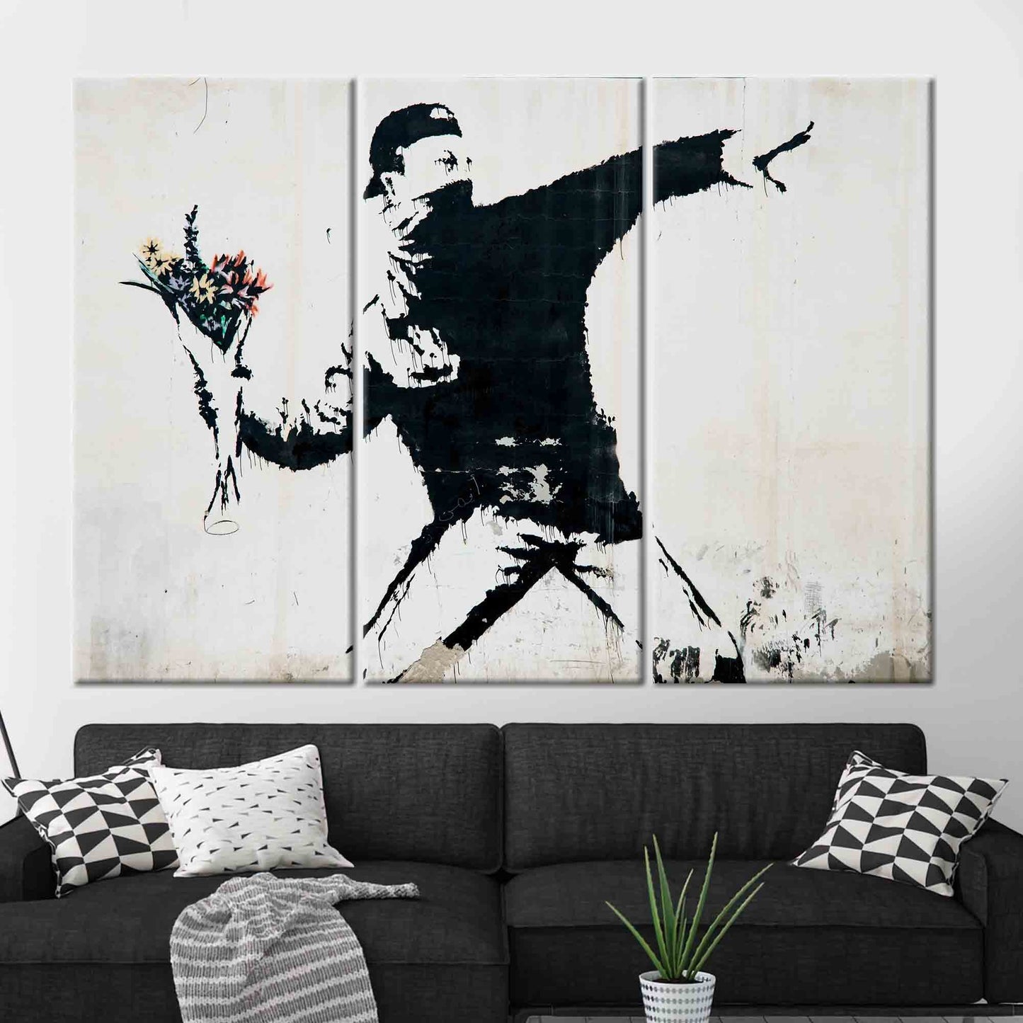 Banksy Flower Bomber Anarchy Graffiti Canvas Print