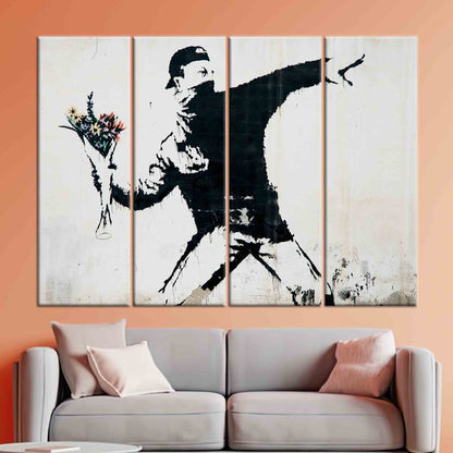 Banksy Flower Bomber Anarchy Graffiti Canvas Print