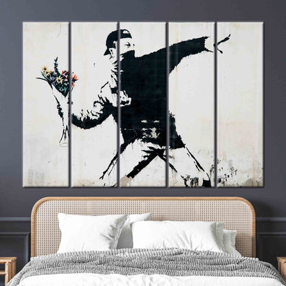 Banksy Flower Bomber Anarchy Graffiti Canvas Print
